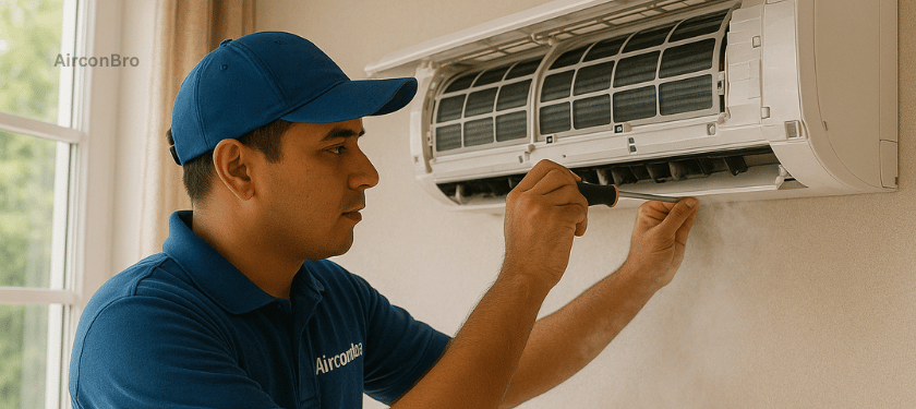 Aircon repair Kuala Lumpurtechnician fixing air conditioner in Kuala Lumpur